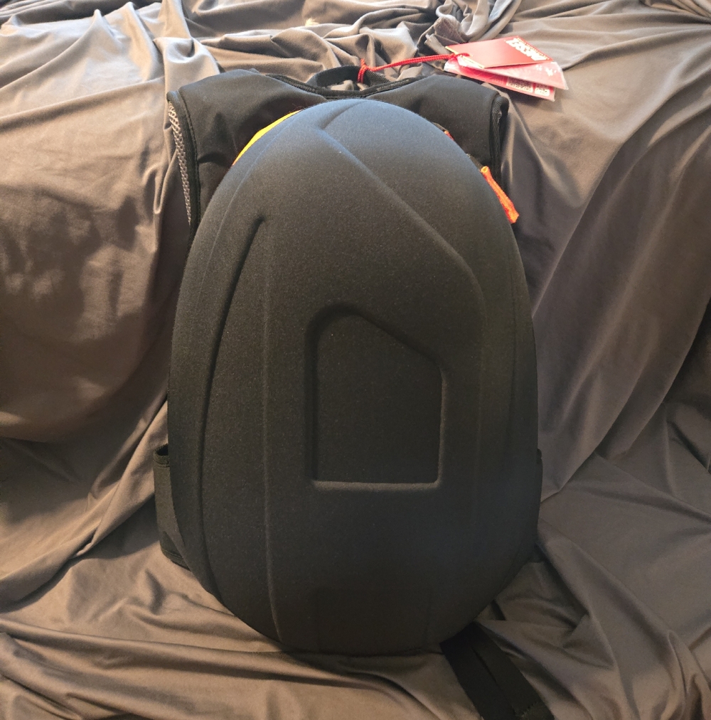 Diesel Black Backpack with Red Tag and Orange Pull